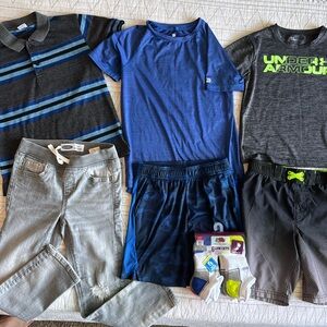 Boys Small 6/7 bundle Jeans/polo, bathing suit, athletic wear and new socks!